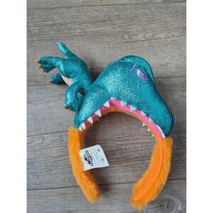 RARE Universal Studios Jurassic Park Teal Glitter Dinosaur Plush Headband 2024